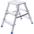 Стремянка STAIRS алюминиевая двухсторонняя с мини-платформой 3 ступени AMP203