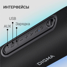 Колонка портативная Digma D-PS1524, 20Вт, черный [ps1524b]