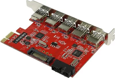 Контроллер Orient VA-3U5219PE (OEM) PCI-Ex1 USB3.0 5 port-ext 19 pin port-int