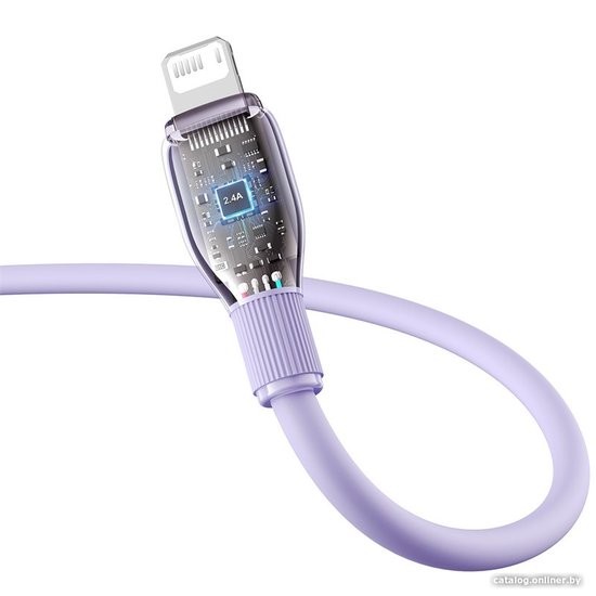 Кабель Baseus P10355700511-00 Pudding Series Fast Charging USB to iP 2.4A 1.2m Nebula Purple передача данных: 480 Мбит/с, поддержка быстрой зарядки