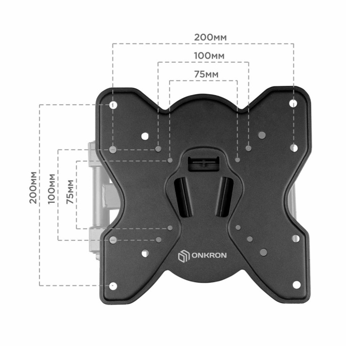 Кронштейн ONKRON/ 17-43'' макс 200*200 мм, наклон -+ 8º, поворот: 45°, от стены 85 мм, макс вес 35кг, черный ONKRON BASIC M3S BLACK