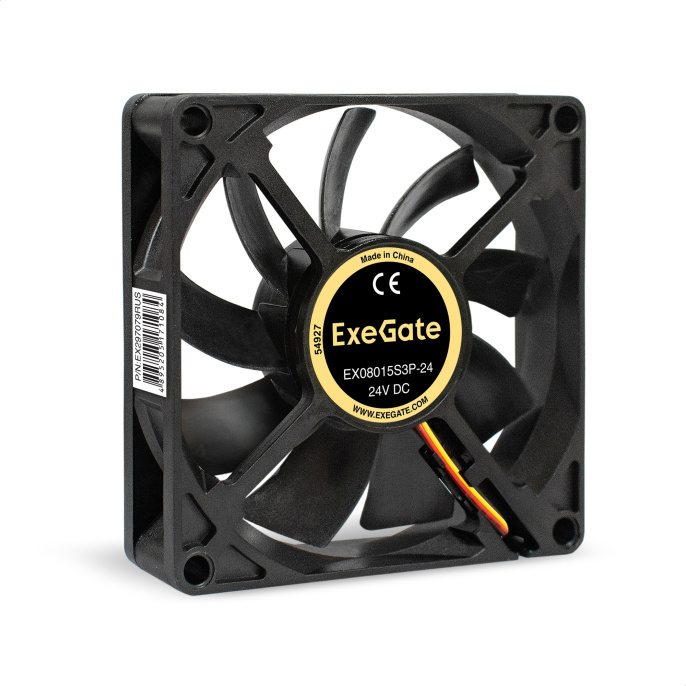 Вентилятор 24В DC ExeGate EX08015S3P-24 80x80x15 мм, Sleeve bearing подшипник скольжения , 3pin, 2500RPM, 30dBA EX297079RUS