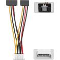 Кабель-переходник питания Vention MOLEX 4pin M / 2 x SATA 15pin F угол 90 - 0.15м (KDCBB)