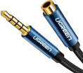 Удлинитель кабеля UGREEN AV118 40675 3.5mm Male to 3.5mm Female Extension Cable. Длина: 2м. Цвет: черный/синий (40675_)