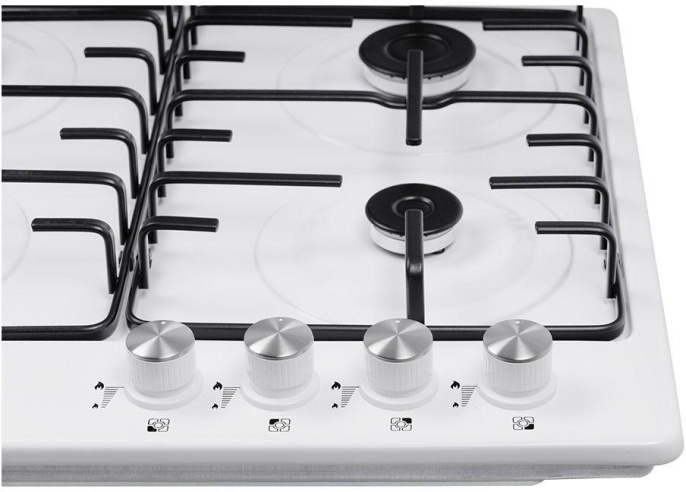 Газовая варочная панель NORDFROST HS 6040 W,  4 конфорки,  эмалированная сталь,  белый