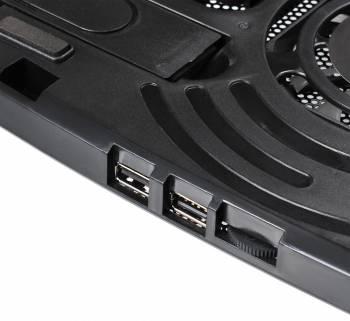 Подставка для ноутбука Buro BU-LCP156-B208, 15.6", 355х260х21 мм, 2хUSB, вентиляторы 2 х 80 мм, 560г, черный