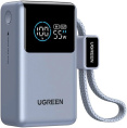 Внешний аккумулятор UGREEN PB727 75701B Fast Charging 10000mAh USB-C&USB-A 55W о встроенным кабелем USB-C Power Bank. Цвет: серый космос (75701B_)