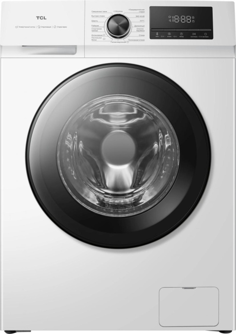 Стиральная машина узкая TCL TWOF-106W12W1, с фронтальной загрузкой, 6кг, 1200об/мин, с паром, инверторная