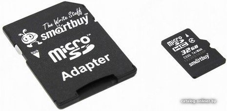 Карта памяти SmartBuy microSDHC Class 10 32GB (SB32GBSDCL10-01) 32 ГБ, класс 10, чтение: 10 МБ/с, запись: 10 МБ/с, адаптер