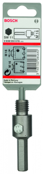Державка для коронок Bosch M16 80мм (2.608.550.078) (при работе с дрелью, для всех полых коронок с резьбой М16, общая длина: 80 мм, хвостовик Hexagon)