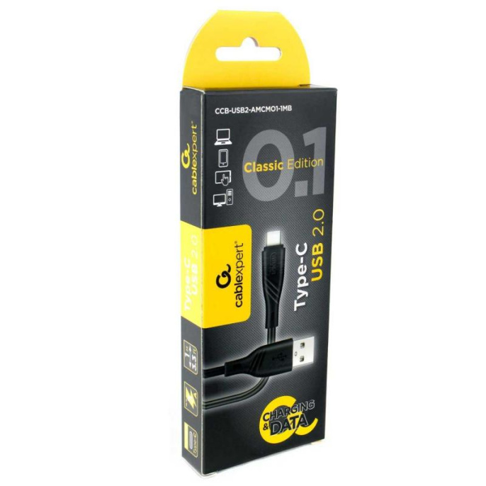 Cablexpert Кабель USB2.0 AM/Type-C, 3А, QC3.0, Mobile1, 1м, черный, коробка CCB-USB2-AMCMO1-1MB