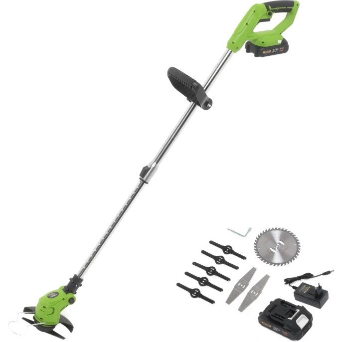 Триммер аккумуляторный Procraft 20В 150 мм 2 АКБ 1, 5 Ач+ЗУ+2х нож+5х нож+диск PTA24