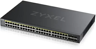 Коммутатор ZYXEL NebulaFlex Pro GS2220-50HP Hybrid L2 PoE+ Switch, 19 "rack, 44xGE PoE +, 4xCombo (SFP / RJ-45 PoE+), 2xSFP, 375W PoE Budget, Standalone / Cloud Management