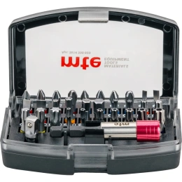 Набор торсионных бит 1/4″, 25 мм, PH, PZ, TX, HEX, SL, с держателем, 32 предмета MTE 2614250032