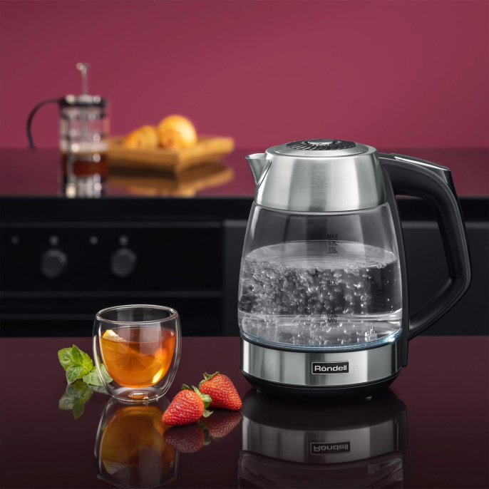 Чайник электрический Rondell RDE-1004, 1.7л, стекло/металл