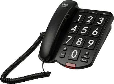 RITMIX RT-520 black Телефон проводной[повтор. набор, регулировка уровня громкости, световая индикац]