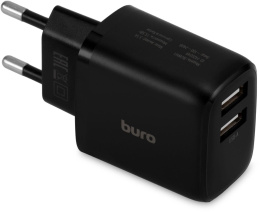 Сетевое зарядное устройство Buro BUWH1,  2xUSB-A,  15.5Вт, 3.1A, черный [buwh15s200bk]