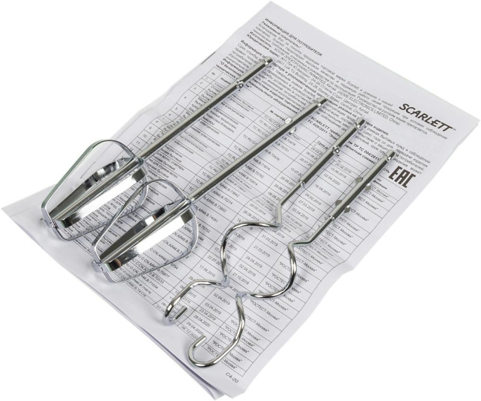 Миксер SCARLETT SC-HM40S03, ручной, белый и синий