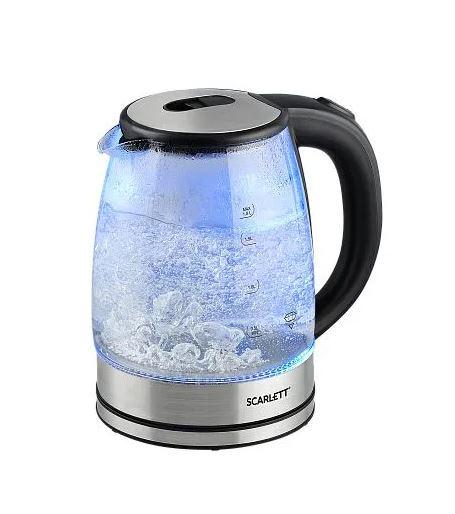 Чайник электрический Scarlett SC-EK27G70 1.8л. 1800Вт серебристый/черный корпус: стекло/металл/пластик