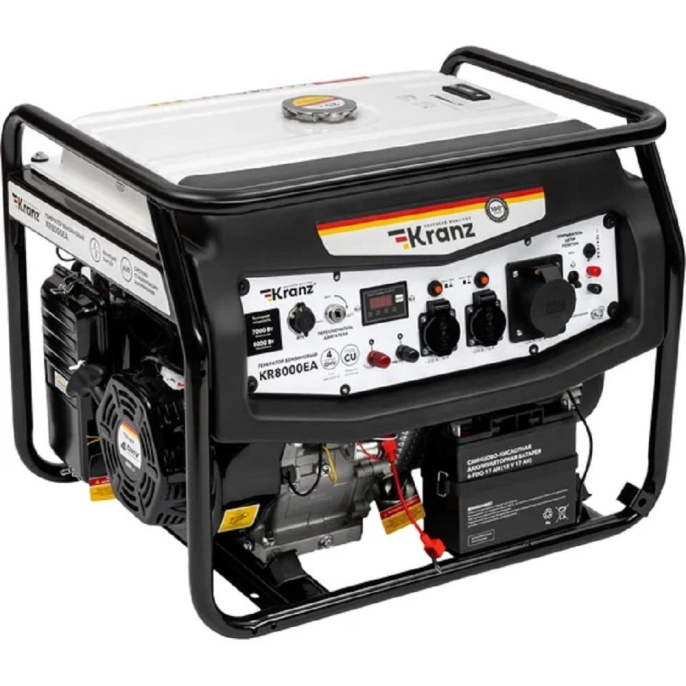 Kranz KR-16-1139 Генератор бензиновый KR8000EA, 8кВт, 25л, коннектор автоматики, электростартер