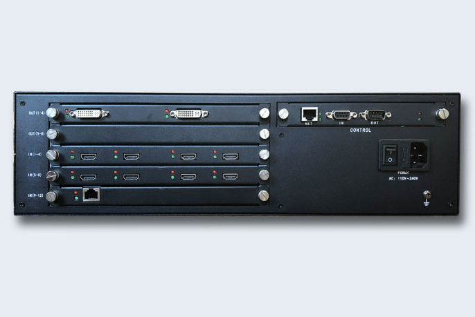 TNTV/TNT MMS-0202SISL Переключатель-шасси, электрон., HDMI/DVI/VGA/CVBS/SDI/IP-AV, 8 8 выходов, без карт расширения, произвольное расположение окон;картинка в картинке PIP;обрезка изображения