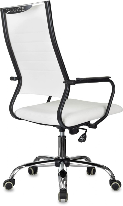 Кресло руководителя Бюрократ CH BALANCE SL, экокожа, до 150кг, топ-ган, фиксированные подлокотники,  белый