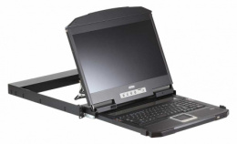 KVM консоль ATEN 18.5" Ultra Short Depth Dual Rail WideScreen LCD Console USB, HDMI / DVI / VGA, 1920x1080 CL3800NW-ATA-RG