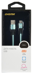 Кабель Digma TYPE-C-1.2M-BRAIDED-GR USB m -USB Type-C m 1.2м зеленый