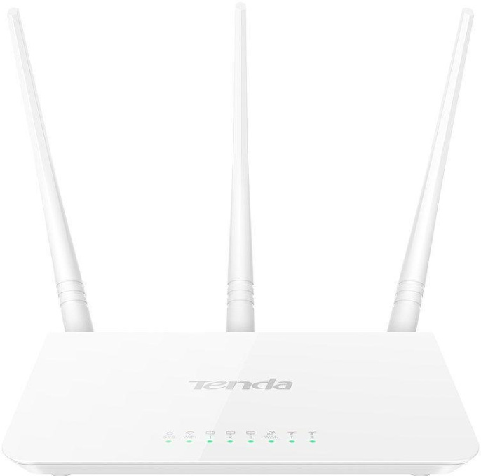 Маршрутизатор Tenda F3 Wi-Fi роутер N300 до 300 Мбит/с на 2,4 ГГц, 3x5dBi антенны, LAN 3x10/100 Мбит/с, WAN 1x10/100 Мбит/с