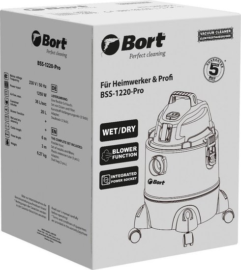 Строительный пылесос BORT BSS-1220-Pro, синий [98291797]