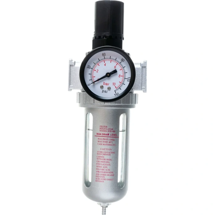 Фильтр-влагоотделитель AFR804 1/2" с регулятором давления, металлическая колба Pegas pneumatic 4507
