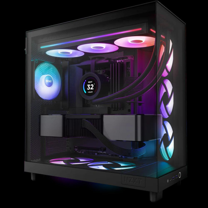 Кулер для корпуса ПК/ Case Cooler NZXT F360 RGB Core 120x120x25mm, 4-pin PWM, RGB, 75.12CFM, 30dBA, 2400RPM, Black, Single-Frame RGB Fan Unit (RF-U36HF-B1)
