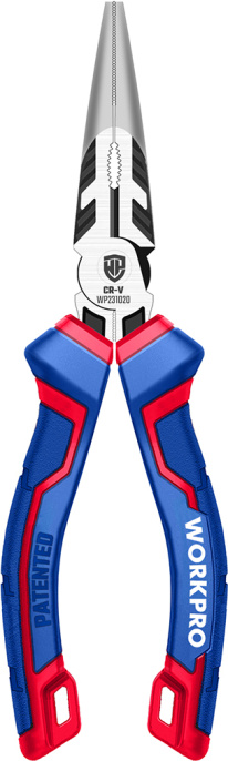 Длинногубцы WorkPro WP231020 160мм материал CR-V, удобная трехкомпонентная ручка, на 30% шире, отверстие для зажима винта, функция вытягивания кабеля