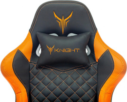 Кресло игровое Knight Armor черный/оранжевый ромбик экокожа с подголов. крестов. металл