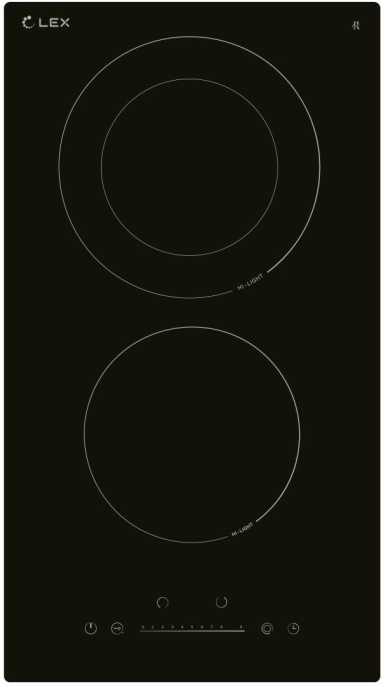 Электрическая варочная поверхность LEX EVH 321A BL, конфорок: 2 шт.,  стеклокерамика,  независимая, черный