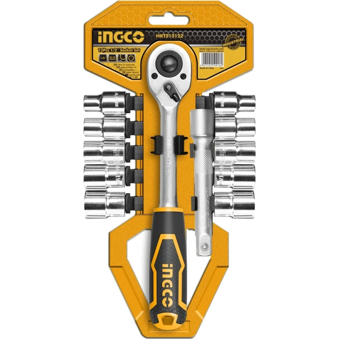 Набор головок INGCO INDUSTRIAL 1/2, с трещоткой, 12 шт HKTS12122