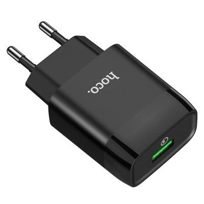 HOCO C72Q/ Сетевое ЗУ/ QC 3.0/ 1 USB/ Выход: 5V_9V_12V, 18W/ Black