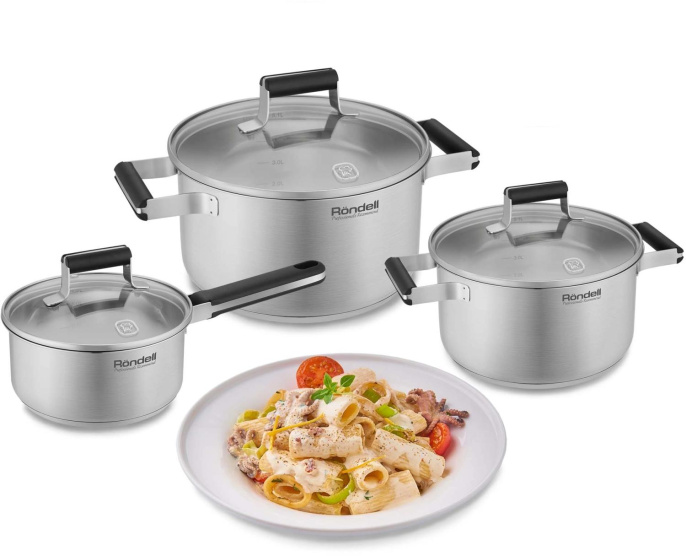Кастрюля 5.1л Rondell Bayoneta RDS-1808, нержавеющая сталь, с крышкой