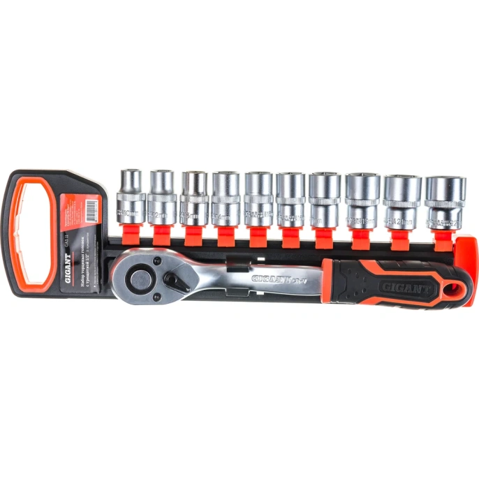Набор торцевых головок с трещоткой Gigant 1/2", 11 предметов, 56 зубьев, размеры 10-22мм, GAS 11
