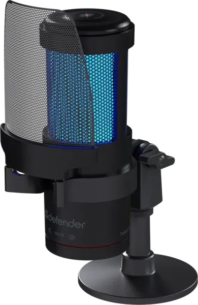 Игровой стрим микрофон Defender Impulse GMC 400 USB, RGB, провод 2 м (64240)