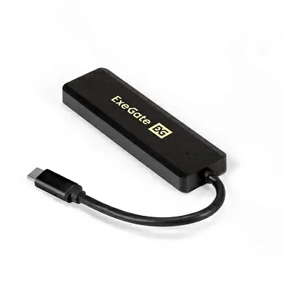 USB-Хаб (концентратор) ExeGate DUB-4CP/1 EX293986RUS (кабель-адаптер USB Type C -- 4xUSB3.0, Plug&Play, черный)
