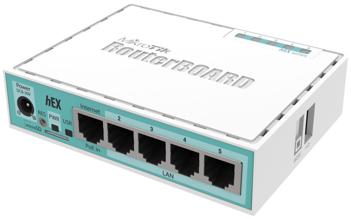 Маршрутизатор MIKROTIK hEX,  4 LAN,  белый [rb750gr3]