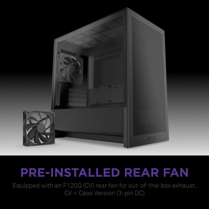 Корпус без блока питания Case NZXT H3 Flow 2025 , Midi-Tower, TG, 1x120mm, 1xUSB-A 3.2 + 1xUSB-C 3.2, mATX, mITX Black (CC-H31FB-01)
