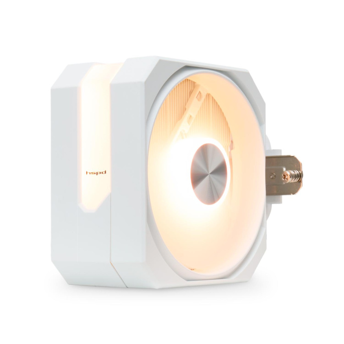 Кулер для процессора HSPD A116 WHITE ARGB 250W, 4-pin PWM, 155mm, Al/Cu, 6x6mm, ARGB, 1x120mm, 68CFM, 25dBA, 1650RPM, S: 1851/1700/1200/20XX/115X/13XX, AM5/AM4/AM3/AM2/AM3+/AM2+/FM2/FM1, white A116-WHAA