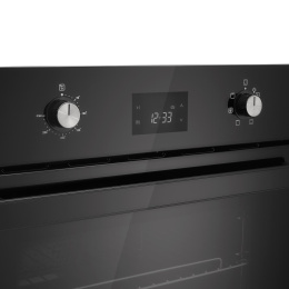 Электрический духовой шкаф Evelux Электрический духовой шкаф, 60 см, объем 65 л, механическое + сенсорное управление, LED дисплей, таймер, конвекция, 7 режимов, гриль, защита при перегреве, защита от детей, 2 стекла в дверце, цвет черный