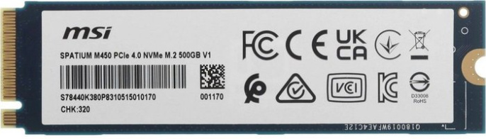 Твердотельный накопитель SSD MSI M.2 2280 500GB SPATIUM M450 V1 S78-440K380-P83