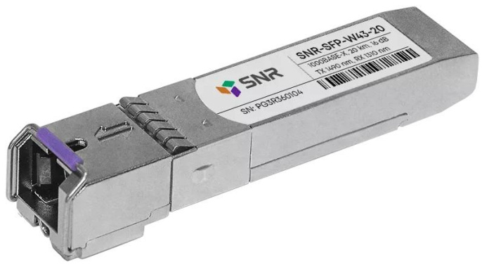 Модуль SFP WDM, дальность до 20км 12dB , 1490/1310nm SNR-SFP-W43-20