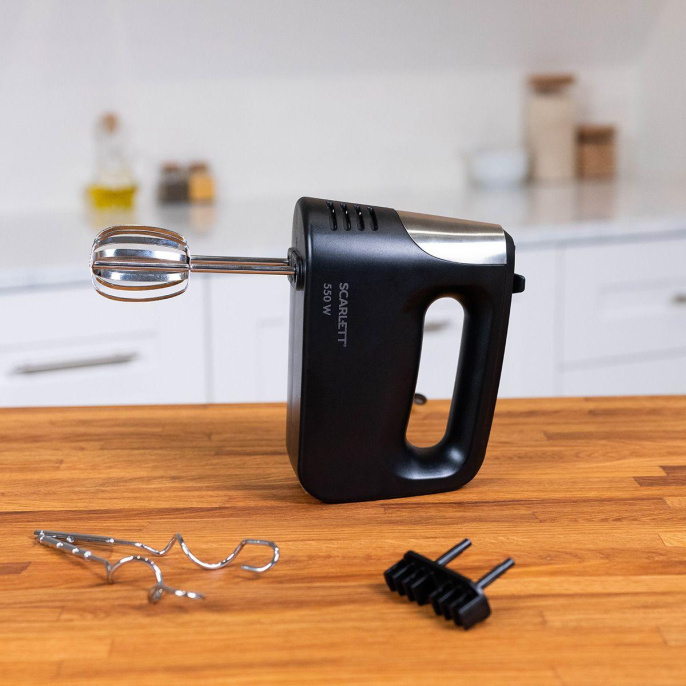 Миксер Scarlett SC-HM40S23, ручной,  черный и серебристый