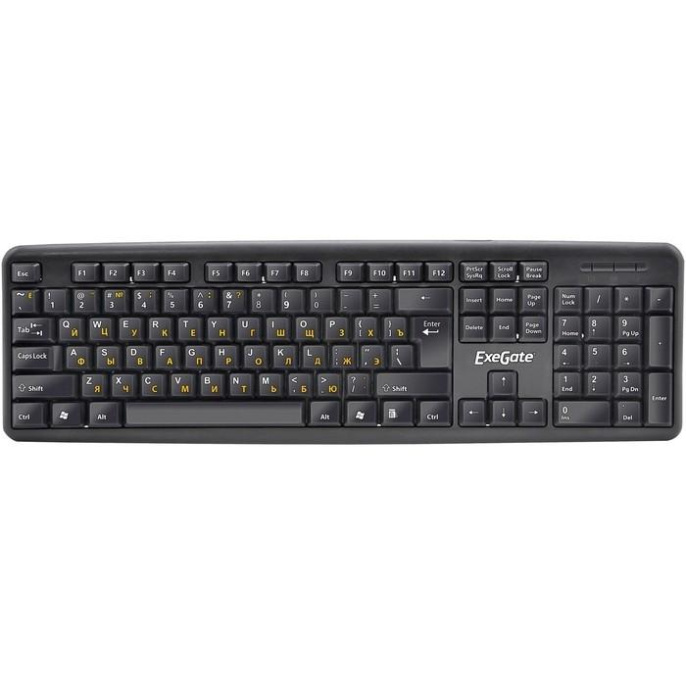 Клавиатура ExeGate Professional Standard LY-331L2-OEM USB, полноразмерная, влагозащищенная, 104кл., Enter большой, длина кабеля 2,2м, черная, brown box EX279939RUS