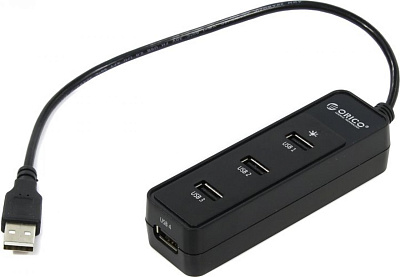 USB-хаб ORICO W5P-U2-BK, Micro USB на 4xUSB 2.0, Черный ORICO-W5P-U2-BK